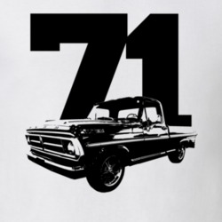 1971 F100 Pickup Truck Three Quarter View With Year White T Shirt