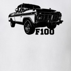 1975 F100 Pickup Truck Three Quarter View With Model Name White T Shir