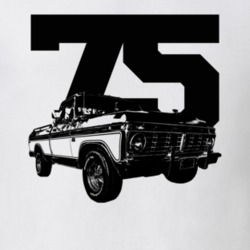 1975 F100 Pickup  Truck Three Quarter View With Year White T Shirt