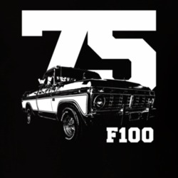 1975 F100 Pickup Truck Three Quarter View With Year And Model Name Bla