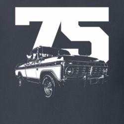 1975 F100 Pickup Truck Three Quarter View With Year Charcoal T Shirt