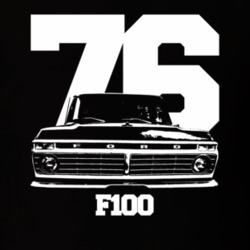 1976 F100 Pickup Truck Grill View With Year And Model Name Black T Shi