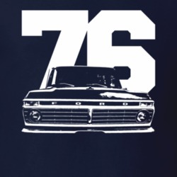1976 F100 Pickup Truck Grill View With Year Navy Blue T Shirt