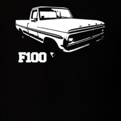 1972 F100 Pickup Truck Three Quarter View With Model Name Black T Shir