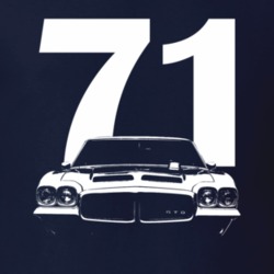 1971 Gto Grill View With Year Navy Blue T Shirt