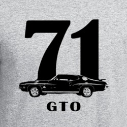 1971 Gto Side View With Year And Model Name Heather Grey T Shirt