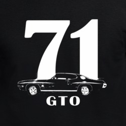 1971 Gto Side View With Year And Model Name Black T Shirt