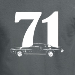 1971 Gto Side View With Year Charcoal Grey T Shirt