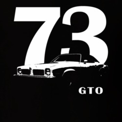 1973 Gto Three Quarter View With Year And Model Name Black T Shirt