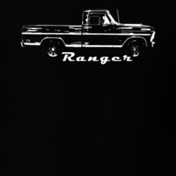 1969 F100 Ranger Pickup Truck Side View With Model Name Black T Shirt