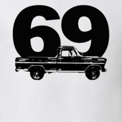 1969 F100 Ranger Pickup Truck Side View With Year White T Shirt