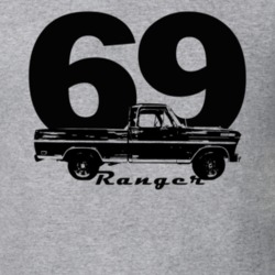1969 F100 Ranger Pickup Truck With Year And Model Name Heather Grey T 
