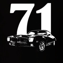 1971 Firebird Three Quarter Side View With Year Black T Shirt