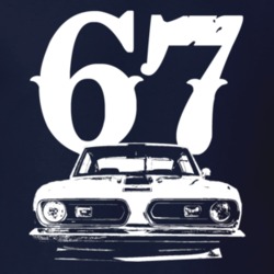 1967 Barracuda Grill View With Year Faded Look Dark Color T Shirt