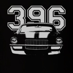 1972 CHEVY CAMARO SS Faded Look White Graphic Grill View With Engine S