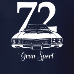 1972 Gran Sport Grill View With Year And Model Dark Color T Shirt