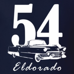 1954 Eldorado Three Quarter Side View With Year And Model Name Navy Bl