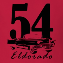 1954 Eldorado Three Quarter Side View With Year And Model Name Red T S