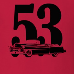 1953 Eldorado Three Quarter Side View With Year Red T Shirt