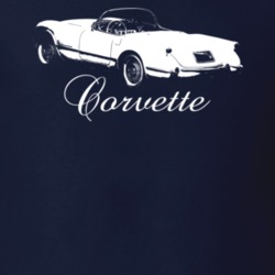 1953 Corvette Rear Angle View With Model Dark Color T Shirt