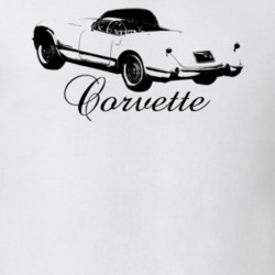 1953 Corvette Rear Angle View With Model Light Color T Shirt