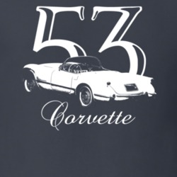 1953 Corvette Rear Angle View With Year And Model Dark Color T Shirt