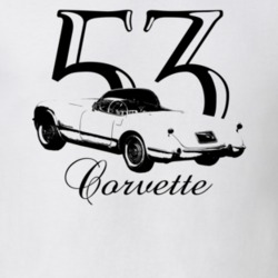1953 Corvette Rear Angle View With Year And Model Light Color T Shirt
