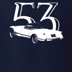 1953 Corvette Rear Angle View With Year Dark Color T Shirt