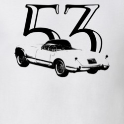 1953 Corvette Rear Angle View With Year Light Color T Shirt