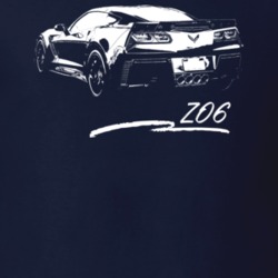 2016 Corvette Z06 Rear View With Model Dark Color T Shirt
