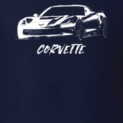 2015 Corvette Three Quarter View With Model Dark Color T Shirt
