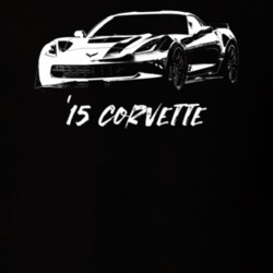 2015 Corvette Three Quarter View With Model Year Dark Color T Shirt