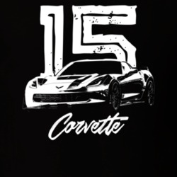 2015 Corvette Three Quarter View With Year And Model Dark Color T Shir