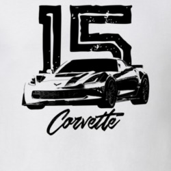 2015 Corvette Three Quarter View With Year And Model Light Color T Shi
