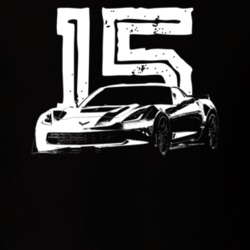 2015 Corvette Three Quarter View With Year Dark Color T Shirt