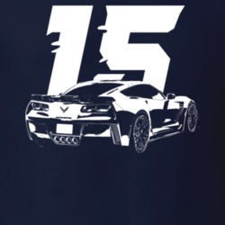 2015 Corvette Z06 Rear Angle View With Year Dark Color T Shirt