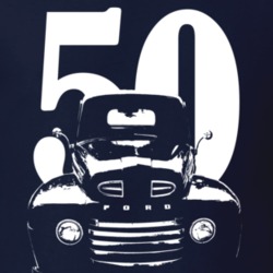 1950 F100 Pickup Truck Grill View With Year Navy Blue T Shirt