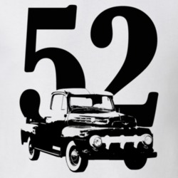 1952 F100 Pickup Truck Three Quarter Side View With Year White T Shirt