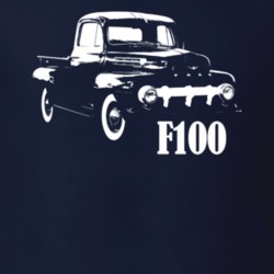 1952 F100 Pickup Truck Three Quarter Side View With Model Name Navy Bl