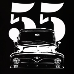 1955 F100 Pickup Truck Grill View With Year Black T Shirt