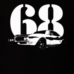 1968 Firebird Three Quarter Side View With Year Black T Shirt