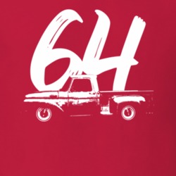 1964 F100 Pickup Truck Side View With Year Red T Shirt