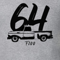 1964 F100 Pickup Truck Side View With Year And Model Name Heather Grey