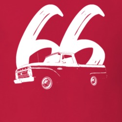 1966 F100 Pickup Truck Three Quarter Side View With Year Red T Shirt