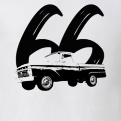 1966 F100 Pickup Truck Three Quarter Side View With Year White T Shirt