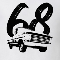 1968 F100 Pickup Truck Three Quarter Side View With Year White T Shirt