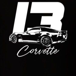 2013 Corvette Rear Angle View With Year And Model Name Dark Color T Sh