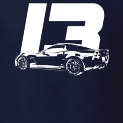 2013 Corvette Rear Angle View With Year Dark Color T Shirt