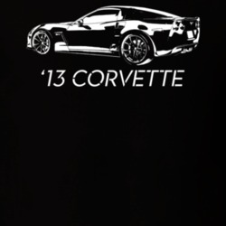 2013 Corvette Rear Angle View With Year Model Dark Color T Shirt