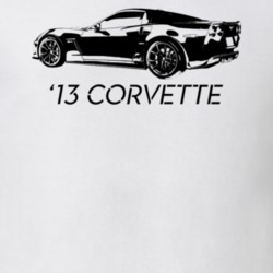 2013 Corvette Rear Angle View With Year Model Light Color T Shirt